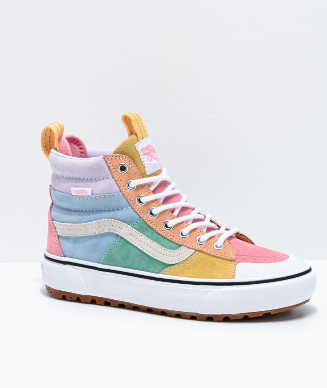 vans pink blue and yellow