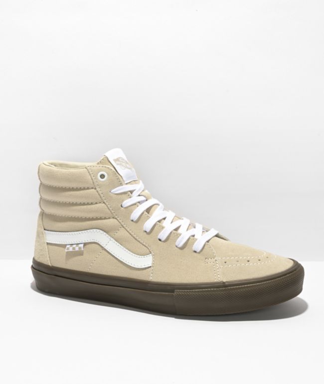 Vans Sk8-Hi Oatmeal & Dark Gum Skate Shoes