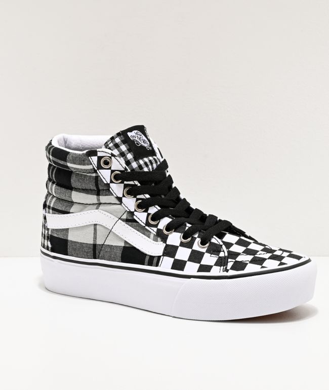 Vans Sk8-Hi Plaid Checkerboard White 