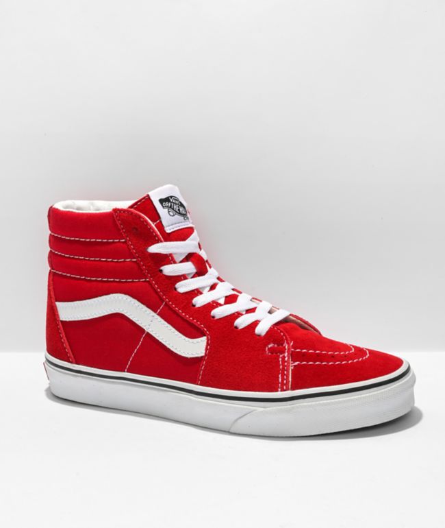 Vans Sk8-Hi Racing Red & White Skate Shoes