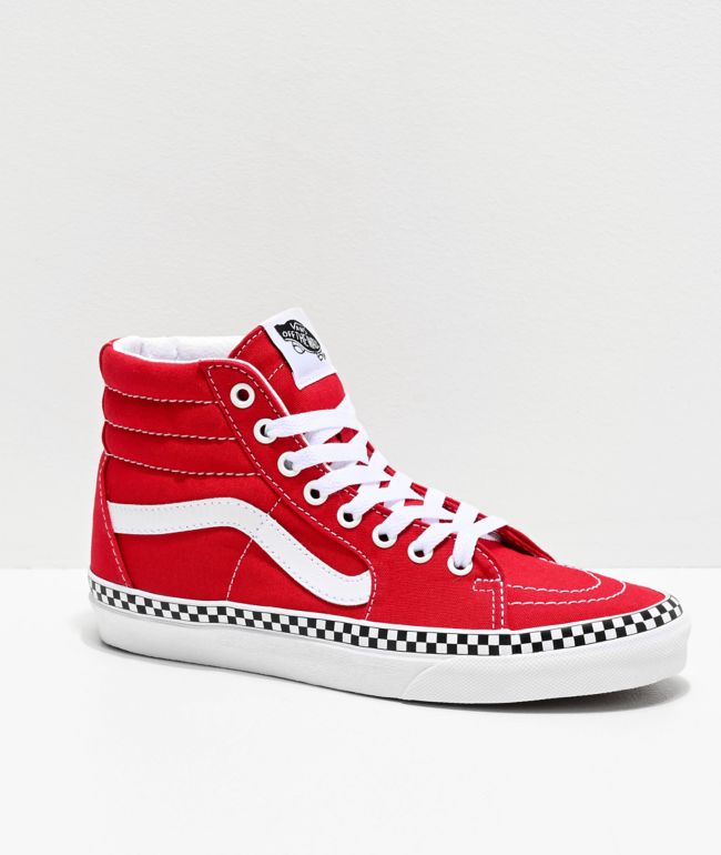 Vans sk8 hi red checkerboard outlet