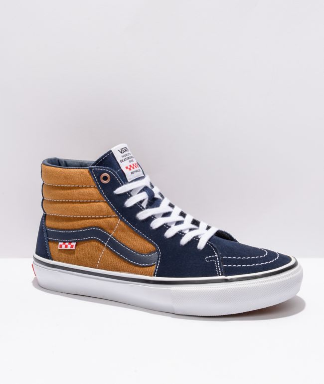 Skate Sk8-Hi Navy & Golden Brown Skate Shoes | Zumiez