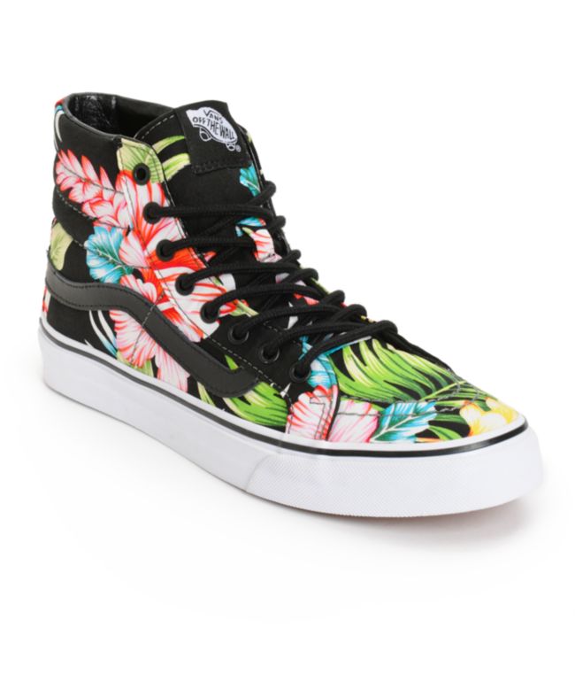 high top vans with flowers