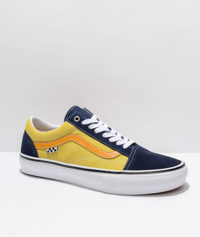 vans old skool gold تلوين سمكه Vans Skate Old Skool Navy & Gold Skate Shoes تلوين سمكه
