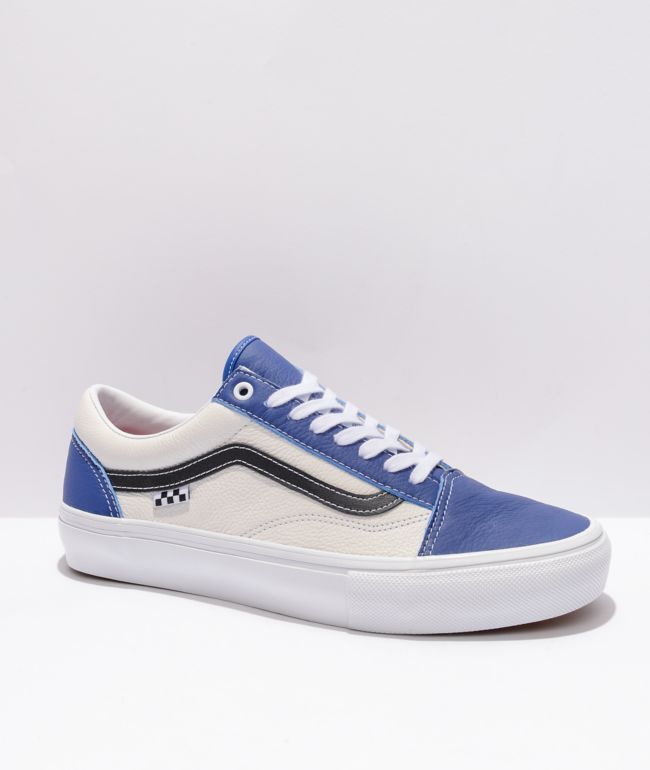 Vans Skate Old Skool Sport Leather True Blue & White Skate Shoes