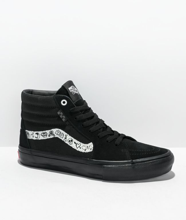 Vans Skate Sk8-Hi Doodle zapatos de skate negros y blancos