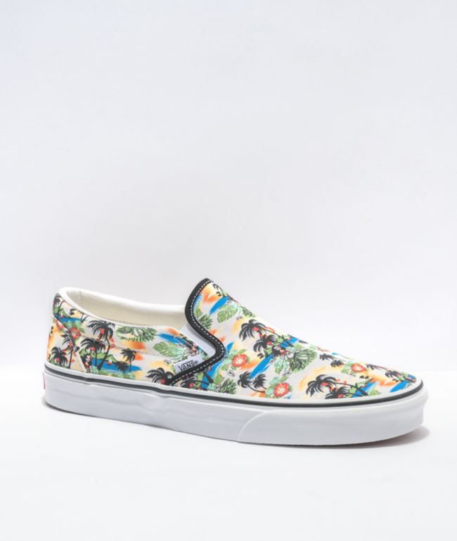 Vans Slip-On Aloha Black & White Skate Shoes