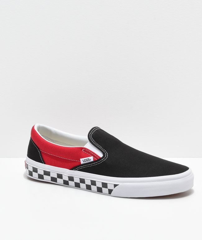 Red black and white checkered vans best sale