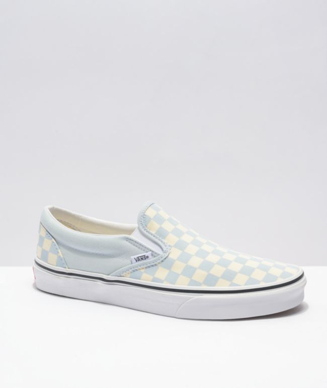 blue low top checkered vans