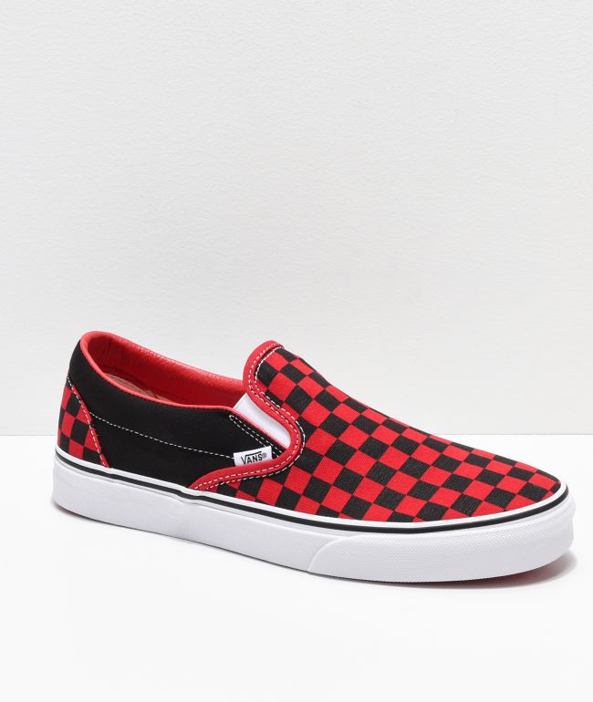 red slip on checkerboard vans