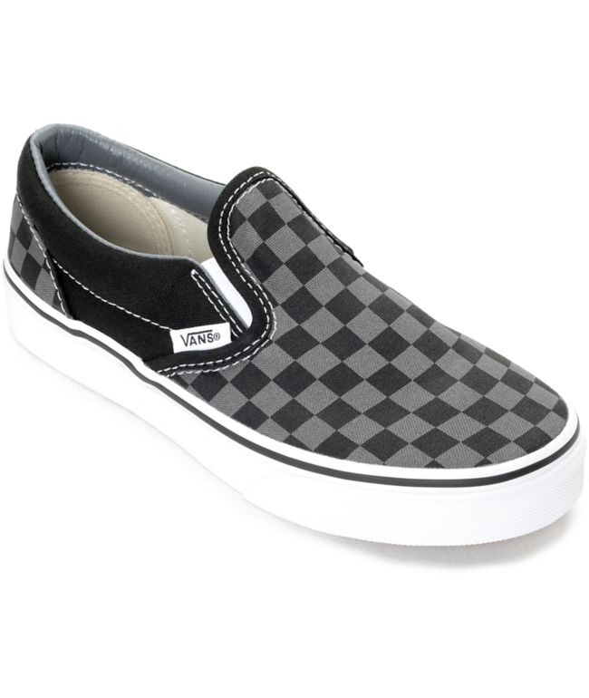vans black and pewter slip on