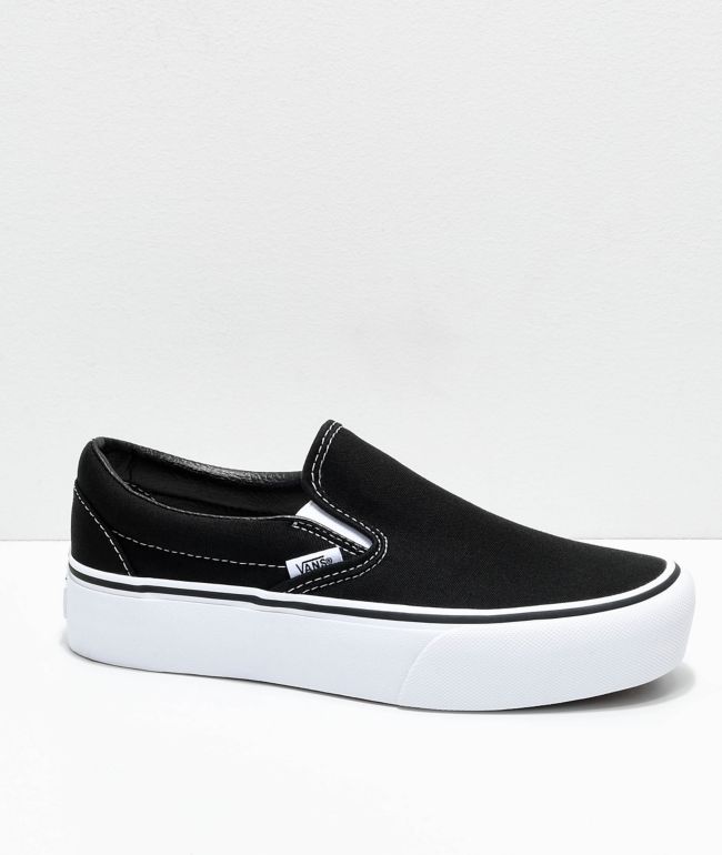 vans platform slip on white