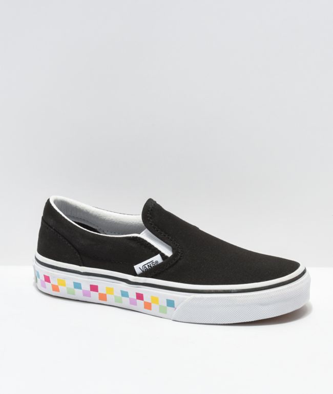 Slip on vans checkerboard rainbow hot sale