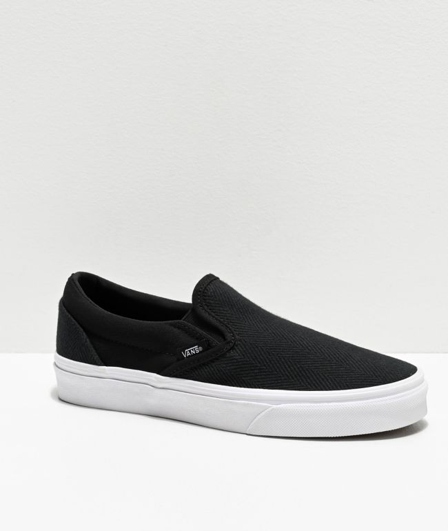 herringbone slip on vans