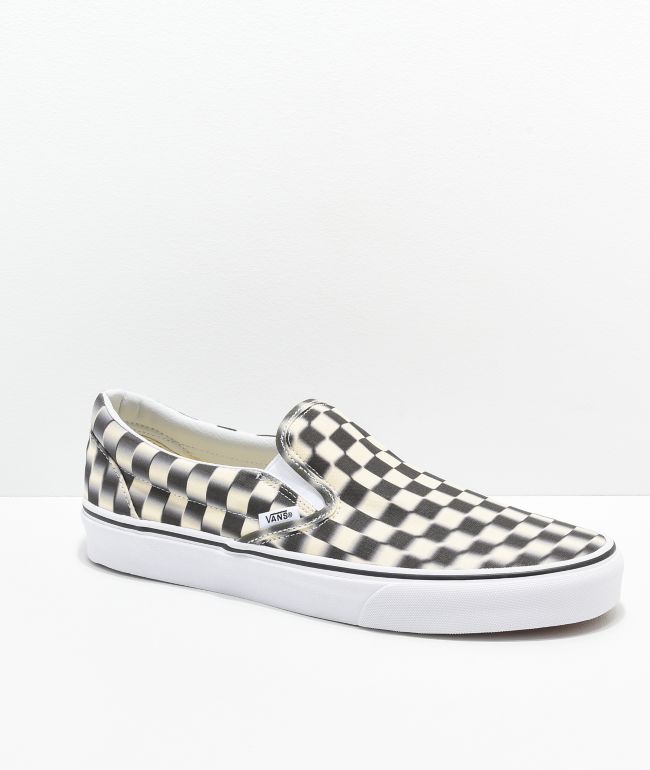 vans slip ons checkerboard black and white