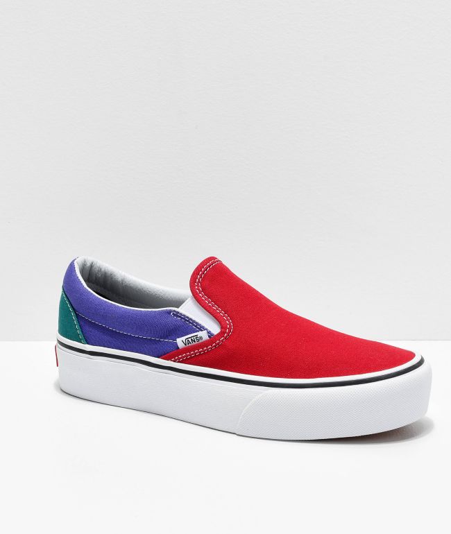 color block vans slip on