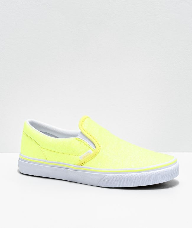Vans Slip-On Glitter Neon Yellow Skate 