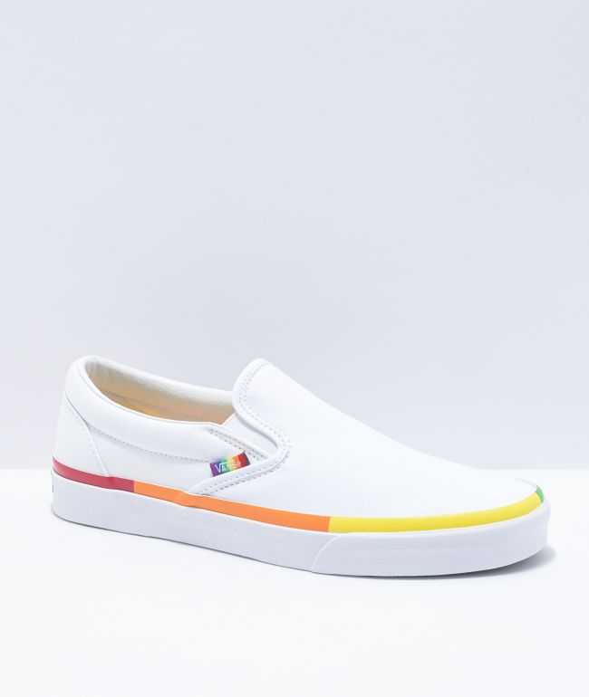 rainbow vans slip on shoes