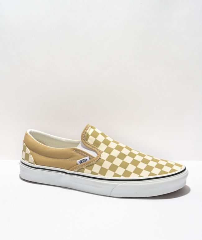 Vans Slip-On Taos Taupe Checkerboard Skate Shoes