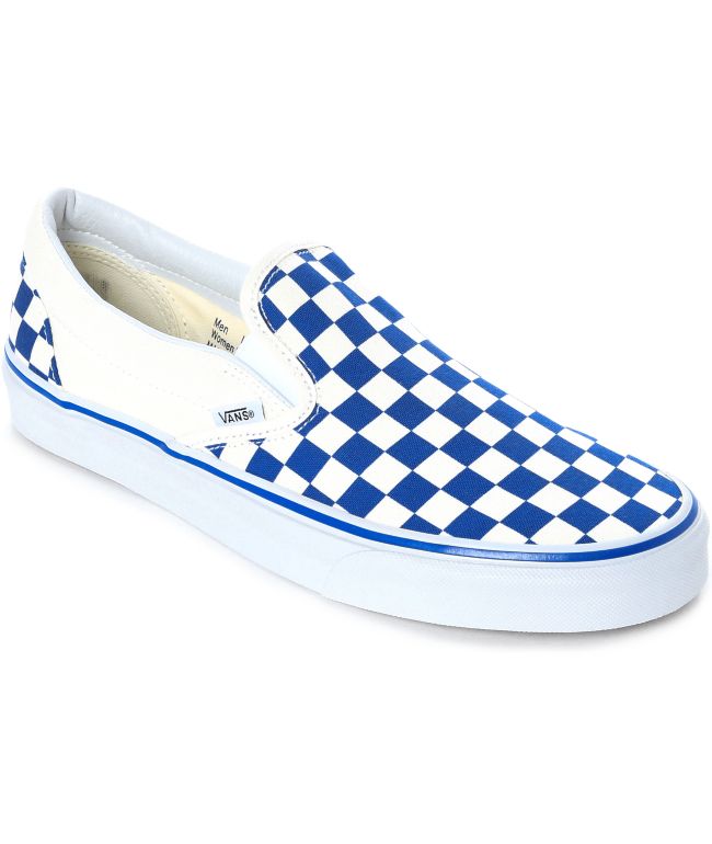 Vans Slip-On zapatos de skate a cuadros en azul y blanco | Zumiez
