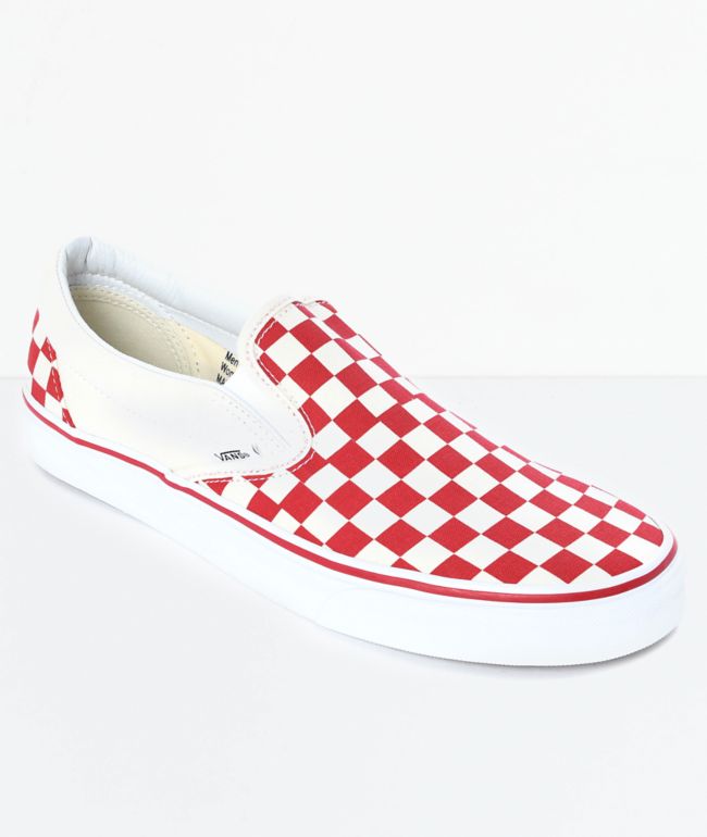 Vans Slip-On zapatos de skate a cuadros en rojo y blanco | Zumiez