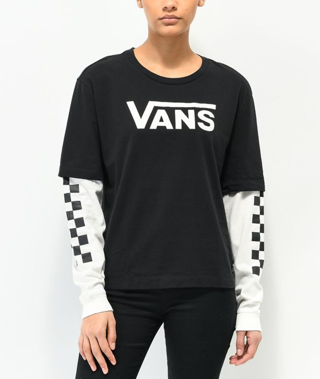 Vans Sole World Stacked Black & White Long Sleeve T-Shirt