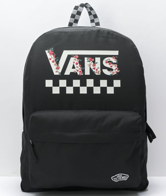 vans sporty realm red & checkerboard backpack