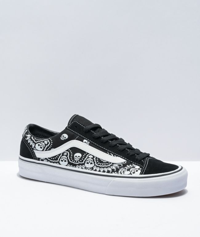 Vans Style Bandana Black White Skate Shoes | Zumiez
