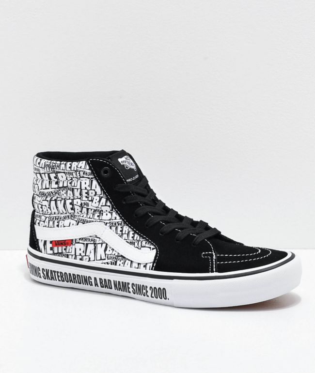 Vans x Baker Sk8-Hi Pro Black & White Skate Shoes