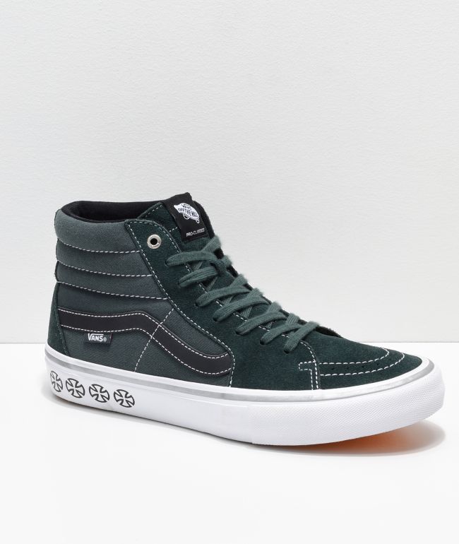 Vans x Independent Sk8-Hi Pro Spruce Green Skate Shoes | Zumiez