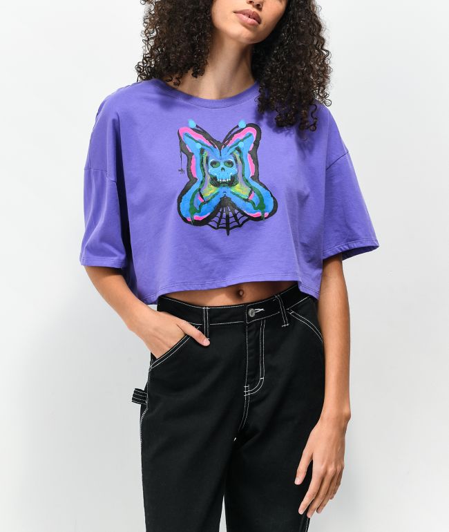 cropped purple shirt