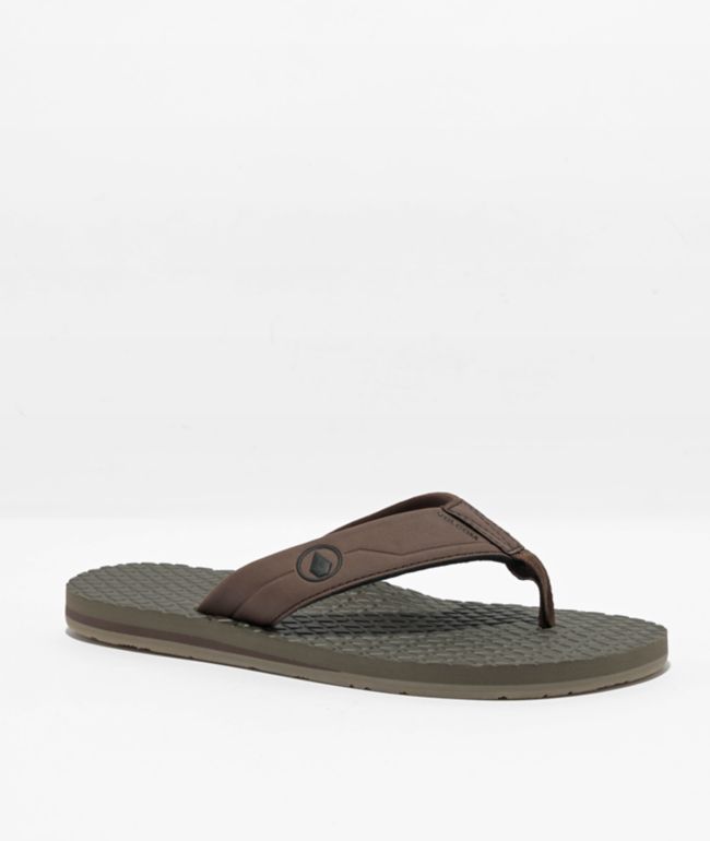 Volcom Eco Recliner 2 Brown Leather Sandals