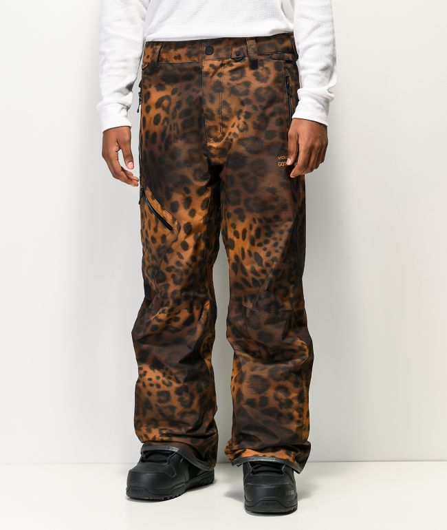 Volcom Vintage Cheetah Print Gore-Tex Snowboard Pants