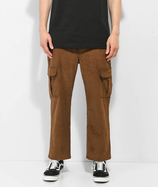 WORBLE Slow Burn Brown Corduroy Cargo Pants