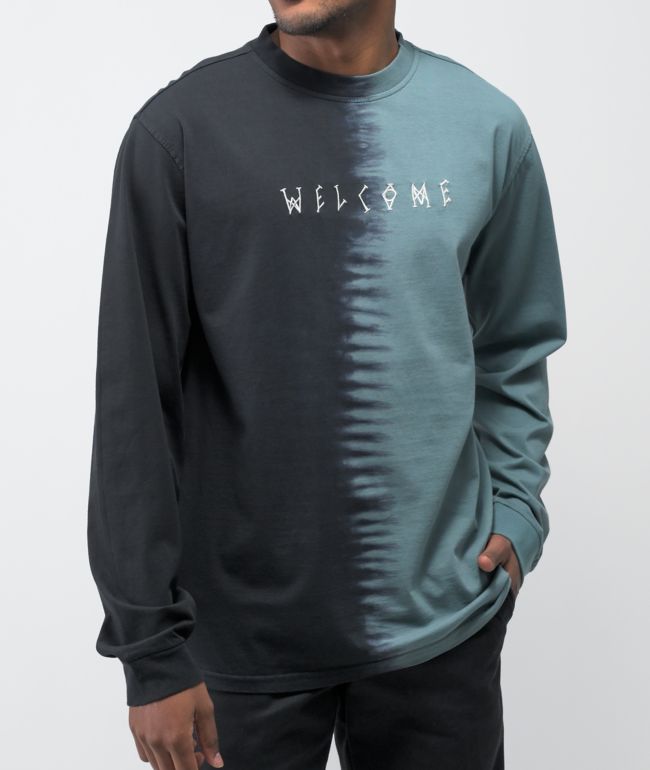Welcome Chimera Black & Atlantic Dip Dye Long Sleeve T-Shirt