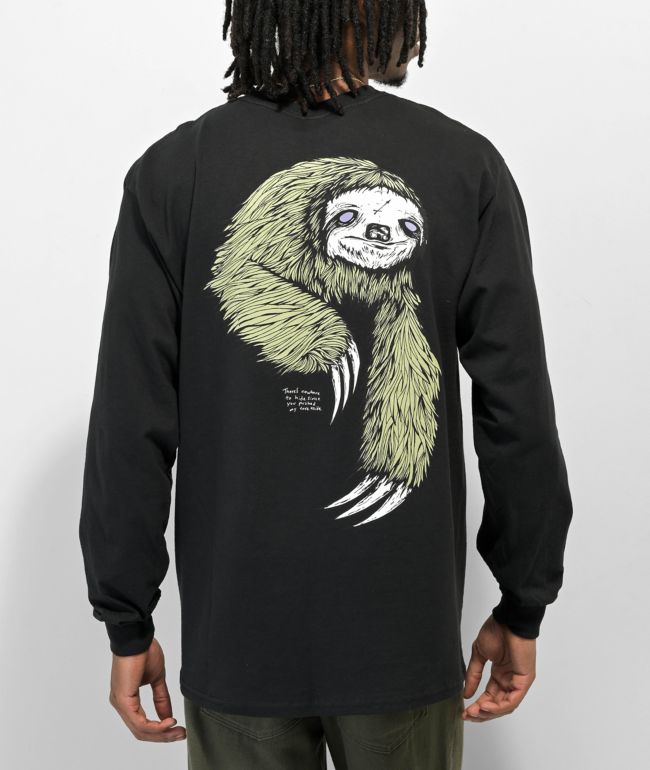 Welcome Sloth Black Long Sleeve T-Shirt