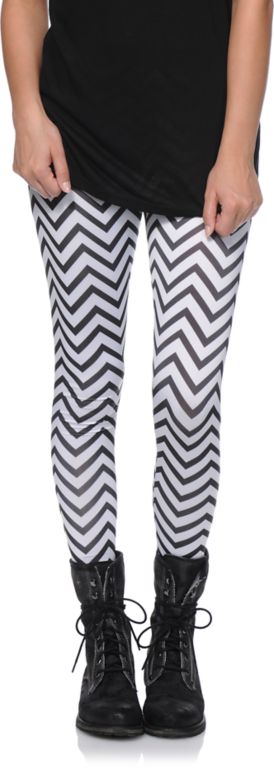 Black and white chevron leggings clearance