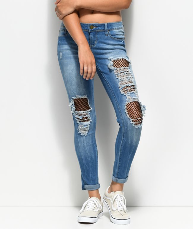 ankle ripped jeans