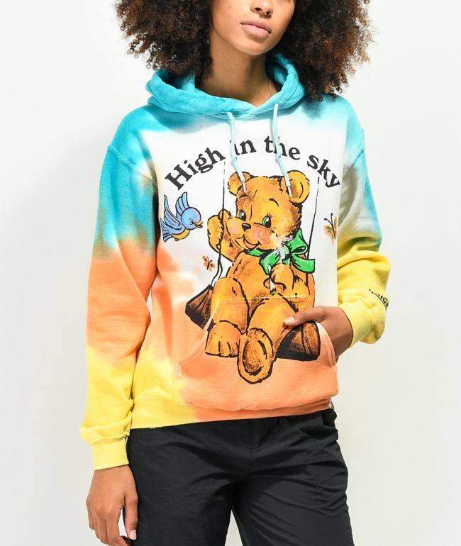 Your Highness High In The Sky Blue, Orange & White Tie Dye Hoodie