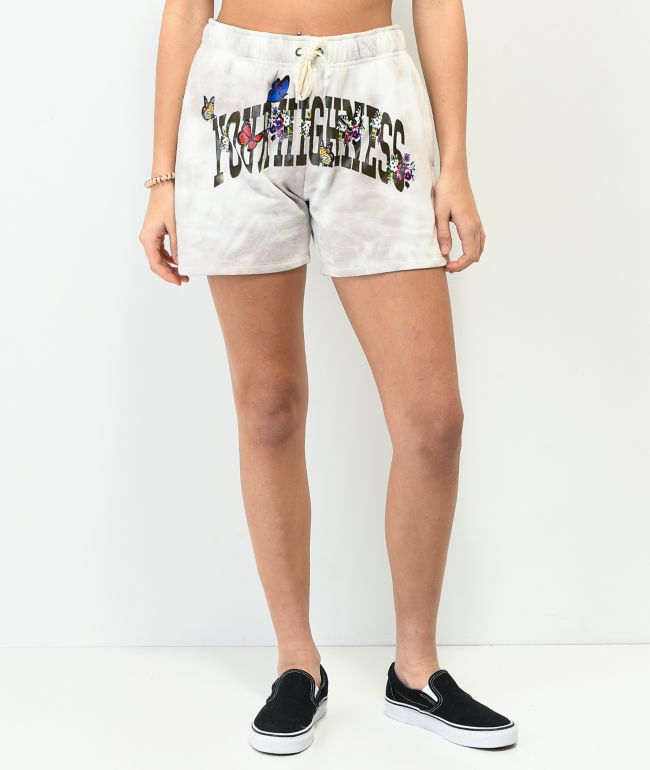 Your Highness Woodlands White & Grey Tie Dye Sweat Shorts