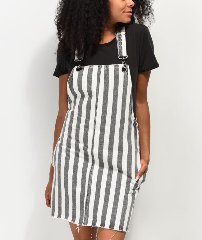 Black and white clearance striped overall dress