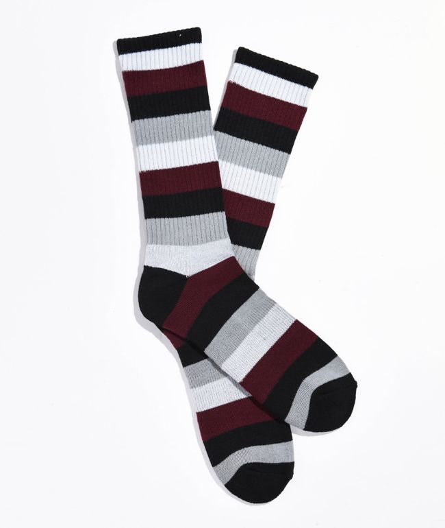 Zine All Night Black & Red Crew Socks