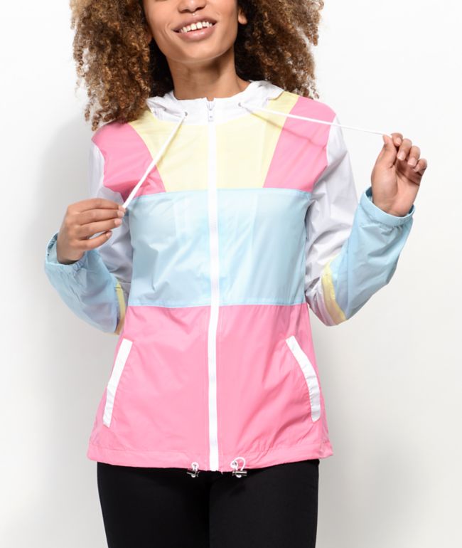 pink and blue windbreaker