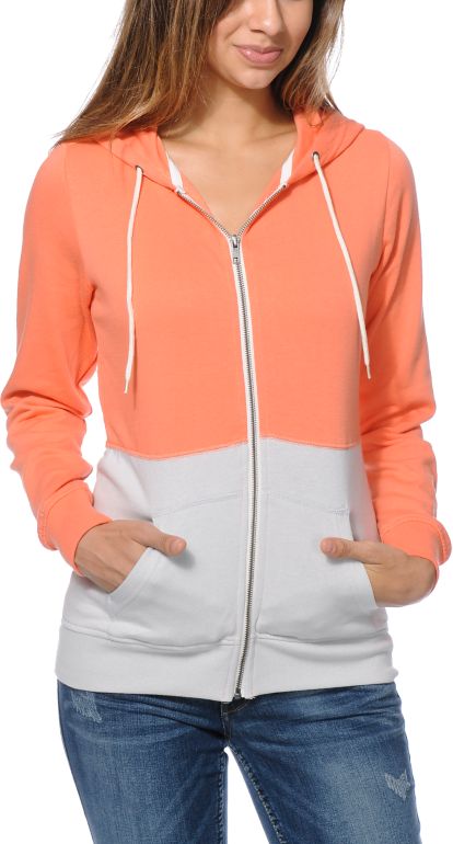Coral zip up hoodie clearance