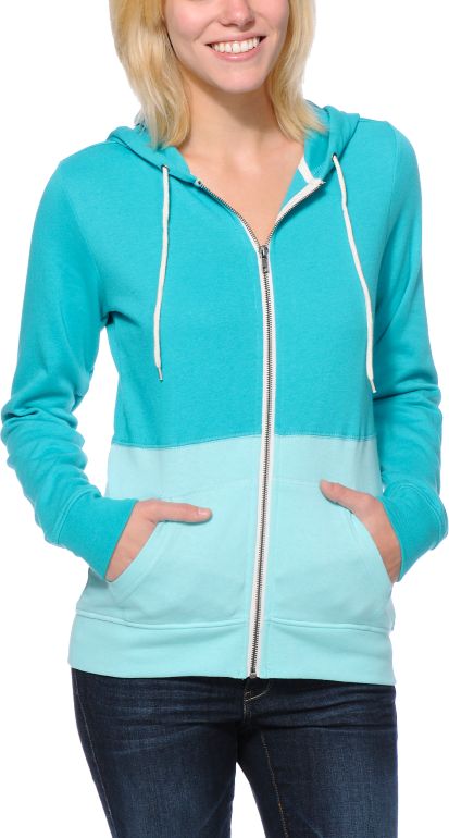 Aqua zip up hoodie