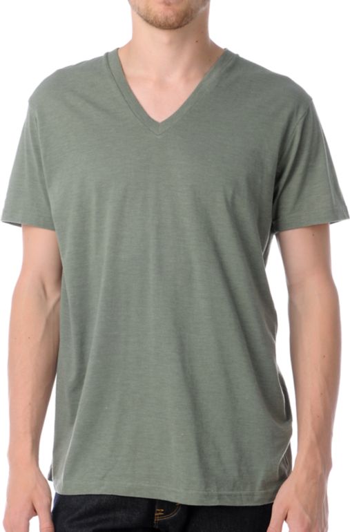 Zine Deuce Olive Green V-Neck T-Shirt 