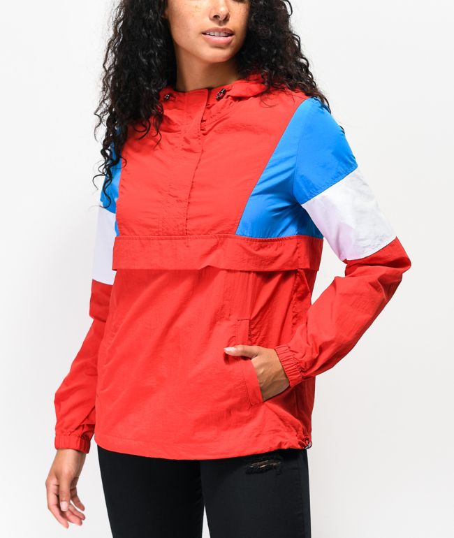 half red half white jacket