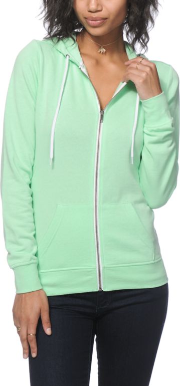 lime green zip up hoodie