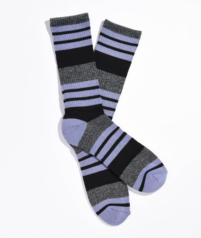 Zine Lizard calcetines negros con rayas grises y moradas