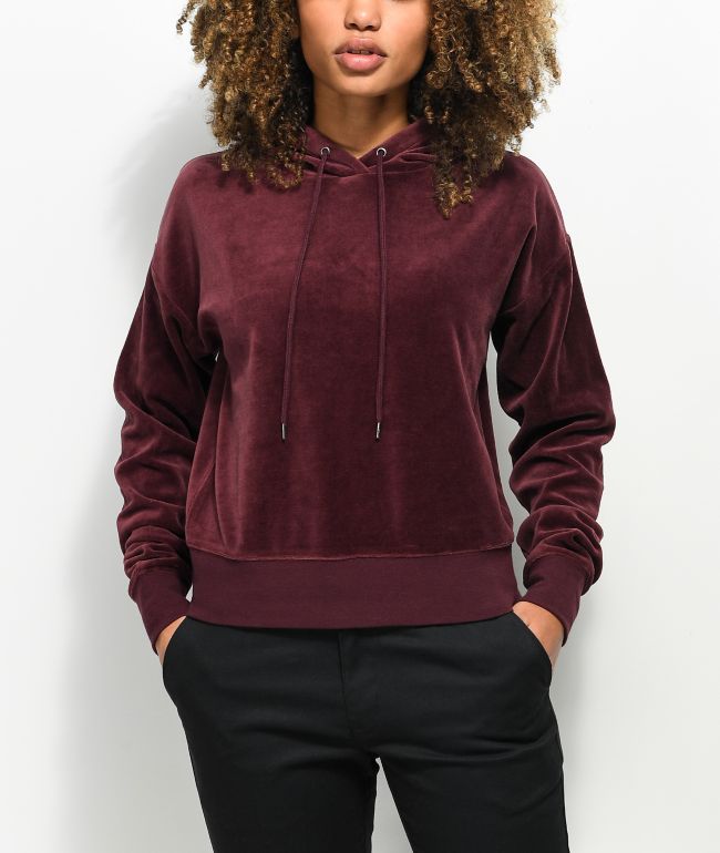 burgundy velour hoodie